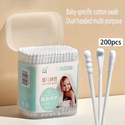 200pcs Clean Swabs, Suitable For Newborns, Infants And Children, For Babies