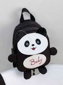 low tea 1pc Nylon Backpack With Cute Panda Print Pattern, Zipper Closure, Kids Mini Cute Cartoon Backpack - Multicolor - View 1