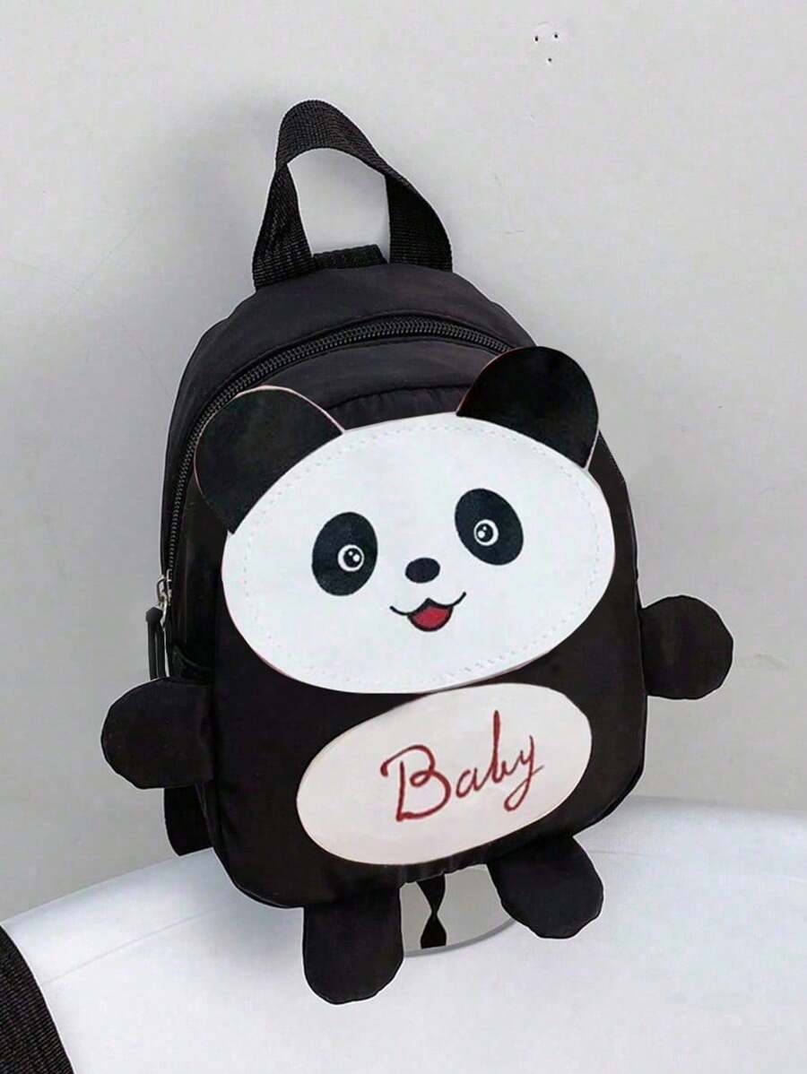 low tea 1pc Nylon Backpack With Cute Panda Print Pattern, Zipper Closure, Kids Mini Cute Cartoon Backpack - Multicolor - View 1