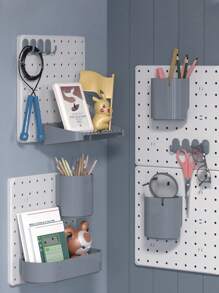 1 件多功能整理桌面、宿舍墙壁、穿孔板、储物展示架、无需钻孔、家庭墙壁、厨房、浴室 - 彩色 - 查看 5