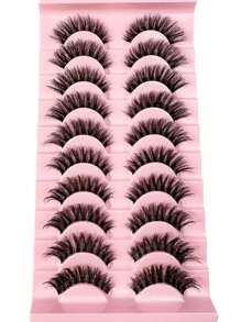 LYBCG New 10Pairs Clear Band Lashes Of Luxurious Fluffy False Eyelashes - Thick, Wispy, 3D Volume, Reusable, Soft, Lightweight, Faux Mink Strip Lashes For Halloween Cosplay Manga Lashes Dramatic Eye Makeup Look - 黑色 - 查看 5