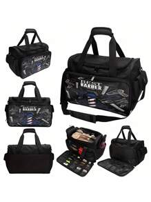 1 件大容量专业化妆、美容、美发包、多功能沙龙、美发师、洗漱用品和美容工具收纳包、美发工具、美发产品及理发沙龙美容旅行必需品配件 - 黑色 - 查看 4