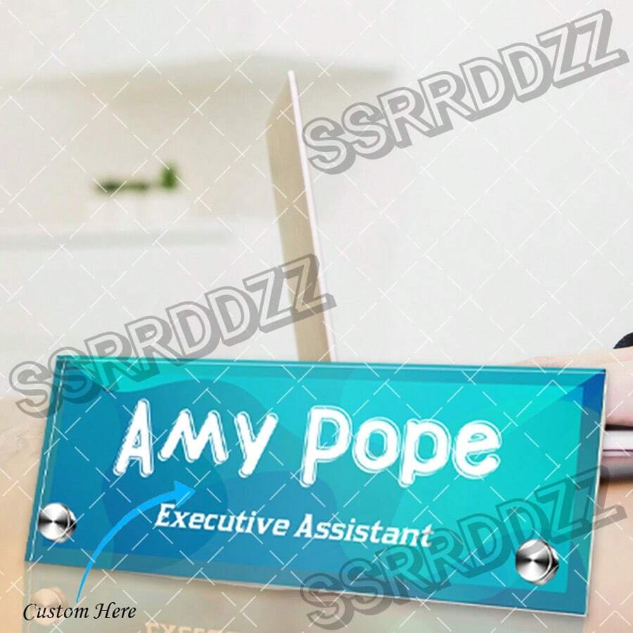 Customized Office Desk Name Plate | Clear Acrylic Desk Sign With Stand | Elegant Personalized Gift With Name And Title Gifts Birthday Graduation - Multicolor - View 1
