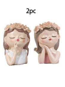 1 chậu hoa thiết kế hình cô gái dễ thương, chậu cây trang trí nhà cửa - Nhiều màu - Xem 11