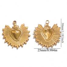 5pcs Stainless Steel Fashionable Hundred Sun Moon Heart Pendant DIY Necklace Earrings Jewelry Accessories Making Daily Wear Gifts