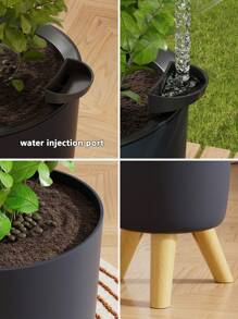 现代极具吸引力的花盆 可拆卸木腿支架植物花盆 苗圃花盆 适用于卧室客厅落地式盆栽植物花盆 家庭花盆 自吸式花盆 塑料圆形花盆 - 彩色 - 查看 10