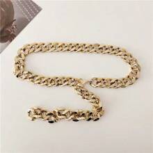 粗链腰链，时尚优雅的连衣裙和裙子装饰，欧美时尚配饰 - 金色 - 查看 8