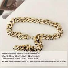粗链腰链，时尚优雅的连衣裙和裙子装饰，欧美时尚配饰 - 金色 - 查看 2