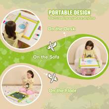 Easel Accessory Set, 32 PCS Kid's Art Easel Painting Kit Including Chalks, Dry-Erase Markers & Paper Rolls Or Magnetic Whiteboard, Chalkboard, Paper Roll, Supplies Set For Standing Or Tabletop Art Easel, Painting Accessories  Or Foldable Portable Drawing Board For Toddlers Boys And Girls - Desktop,3.97 lbs - 查看 5