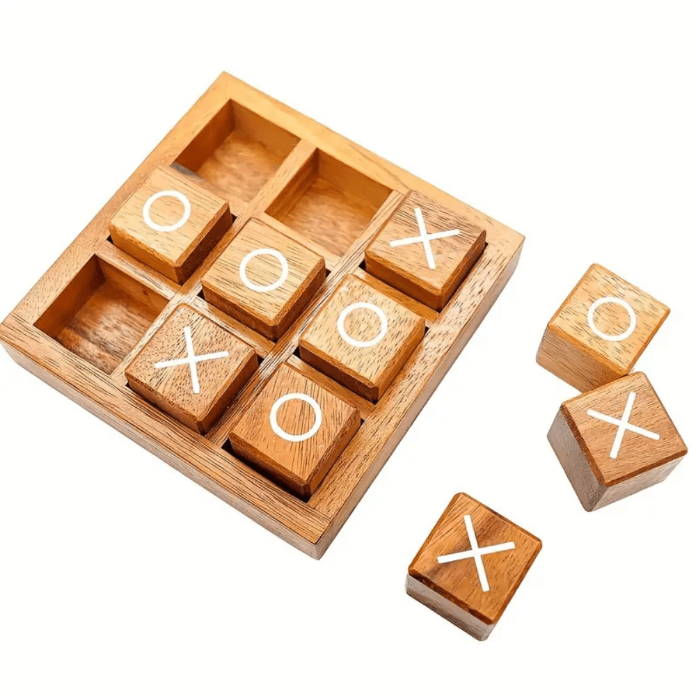 1/2 Pc Classic Wooden Tic Tac Toe Game Set, Suitable For All Ages - Perfect Family Game Night & Home Decor | Suitable For Coffee Table, Living Room, And Desk, Entertaining Tabletop Puzzle Game, Durable Wood, Fun Board Game, Ideal For Adult Game Night, Wonderful Gift Choice
