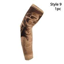 1pc New Flower Arm Tattoo Sleeves Seamless Outdoor Riding Sunscreen Arm Sleeves Sun Uv Protection Arm Warmers For Men Women - Multicolor - View 13