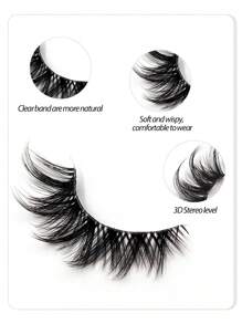 Asiteo 5 Pairs Cat Eye False Eyelashes, Soft & Fluffy, 3D Faux Mink Lashes, Natural & Lengthening Lash Extensions, Makeup Accessories - 黑色 - 查看 5
