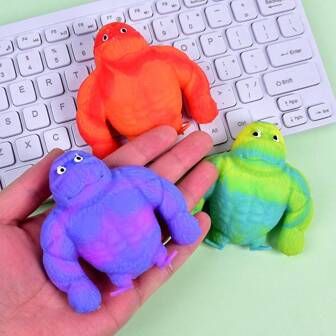 1/2/3pcs Stretchable Gorilla Toys, Novelty Stress Relief Toys For Children And Adults, Realistic Multicolor Powder Gorilla With Quick Rebound, Squeeze Toy For Tension Release