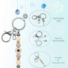 4/9/16pcs Beading Keychain Findings, Zinc Alloy Blank Beading Keychain DIY Accessory Kit For Pendant Bead Keychain Making, Jewelry Making, Gift