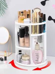 360 Degree Rotating Acrylic Makeup Organizer Storage Rack, Cosmetic Display Stand For Vanity,For Holiday Beach, Bathroom Collection, Bedroom Collection, Large Capacity - White - View 10