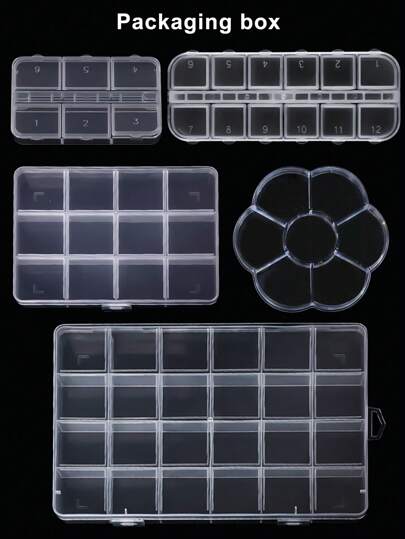 1 قطعة صندوق تنظيم بلاستيكي شفاف فارغ 6/7/12/24 خلية، صندوق بلاستيكي لتخزين أدوات الأظافر مثل الراين ستون، الأقراط، خرز المجوهرات، والإكسسوارات الصغيرة (شفاف)