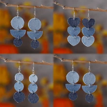 1 Pair Western Ombre Cowboy Style Pendant Earrings, Unique Heart & Water Drop Design Earrings, Versatile For Daily Wear Valentines