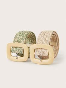 1pc Women Bohemian Style Woven Waist Belt, Featuring Colorful Braiding Design And Fashionable Square Buckle, Perfect Accessory For Dresses, Parties, Casual Wear, And Beach Vacation - Colorful Braided Belt With Square Buckle - View 10