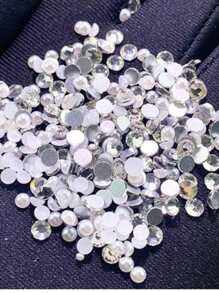 12 格平底美甲水钻和美甲珍珠方形/圆形水晶美甲宝石，适合 DIY 或美甲沙龙 - 彩色 - 查看 4