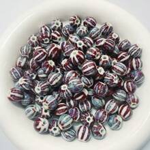 20 PIEZAS Abalorios cerámicos con forma de calabaza a rayas, abalorios esmaltados florales multicolores para hacer joyas, abalorios sueltos espaciadores DIY Accesorios