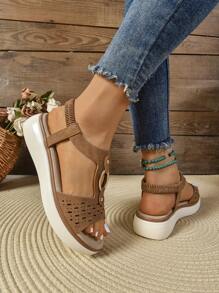 Women Wedge Heel Sandals, Soft Bottom Versatile Fashionable Slip-On, Summer
