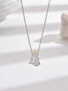 1 件法国方晶锆石简约圣诞树吊坠项链，精致优雅的女性礼物 - 樹項鍊 - 查看 5