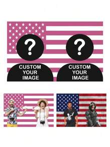 1pc Custom American Flag 2-5 Pictures With Photos And Text, For Birthday, Wedding, Halloween, Christmas, Party, Father's/Mother's Day, Home Decor, Bedroom Aesthetics, Wall Art Lightweight Custom For Graduation, For Weddings, For Housewarming Tea Room, Bedroom, Living Room, Custom Tapestry, Custom Tapestry For Anniversaries, For Graduation, For Housewarming, For Weddings, For Birthdays Sofa, Bed, Car, Tea Room, Bedroom, Living Room, Outdoor Living,Customized Flags,Warm Ambience - Multicolor - View 4