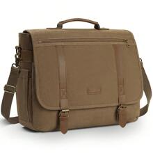 Messenger Bag Men 15.6 Inch Laptop Bag Vintage Canvas Briefcase Retro Work Computer Bag Large Shoulder Bag Water Resistant Cross-Body Satchel Bag For Business Office College Travel Hand Bag - Multicolor - View 3