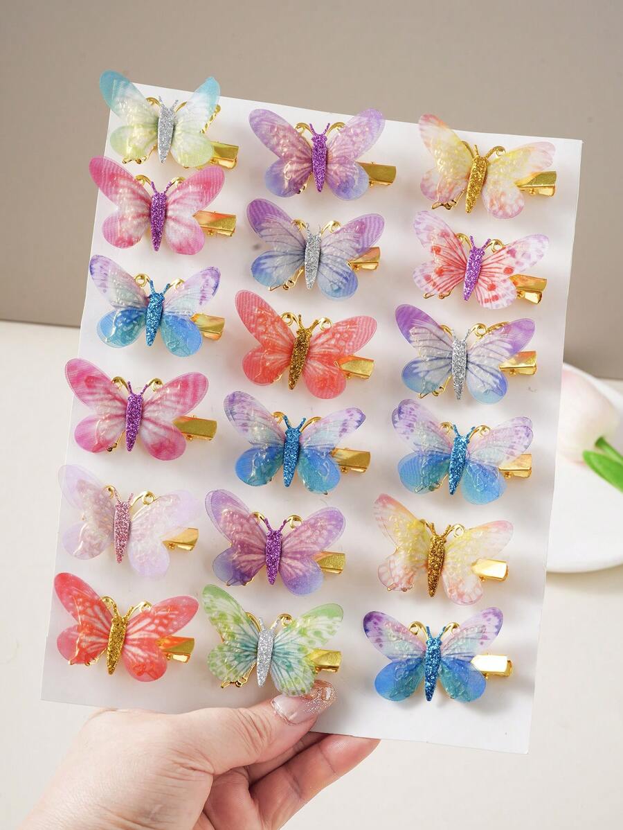 10 件装可爱蝴蝶发夹，儿童发饰头饰公主刘海夹，适合女孩 - 蝴蝶髮夾 - 查看 1