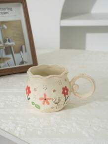 1pc Creative Hand-Painted Cartoon Pattern Ceramic Coffee Mug, Home Use Coffee Cup - Multicolor - View 10