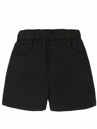 Young Boy Casual Versatile Solid Color Shorts, Summer