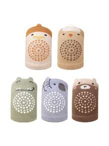 1/3/5 Pairs Of Kids' Knee Pads, Unisex, Cartoon Dinosaur, Elephant, And Chick Patterns, Non-Slip Dots, Perfect For Crawling Practice, Holiday Gift - Multicolor - View 14