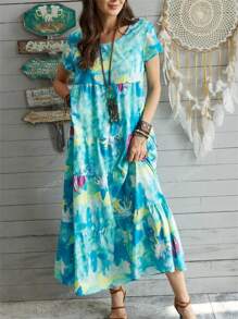Plus Size Women Arabic Style Minimalist Fashion Dress, Suitable For Summer