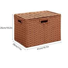 1 件装藤条编织桌面收纳篮，适用于杂物、零食、玩具、家居收纳、大容量汽车收纳篮 - 彩色 - 查看 9