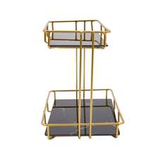 Rainaut 2 层可调节化妆品收纳架台面，金属架浴室柜台铁艺收纳架和储物架，适用于香水梳妆台厨房浴室（黑色）[送给家人和朋友的最佳礼物] 家居浴室装饰浴室收纳夏季返校