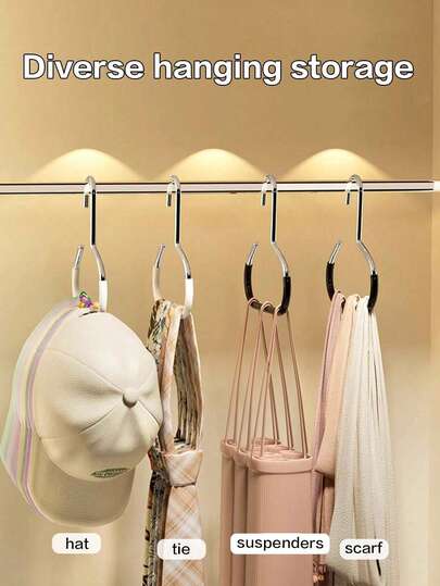 1/2/4pcs Hat Rack, Belt Rack, Wardrobe Hanging Storage Rack, Baseball Cap Hooks, Multifunctional Clothes Hanger (Bedroom), Storage Rack, Organizer, Home Storage, Women's White T-Shirt, Women's Black Pants, Women's Winter Clothes, Dress, Women's Winter Wear, Elegant Women's Dress, Women's White Blouse, Long Sleeve, Women's White Jumpsuit, Women's Spring Wear, Women's Spring Set, Spring, Spring Clothing, Minimalist Style, Summer Top