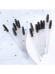 100/500支装一次性黑色睫毛刷、睫毛膏刷、眉刷、迷你化妆工具、眼影刷、螺旋刷 - 黑色 - 查看 4