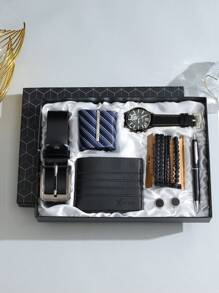 Juego de regalo de reloj para hombre, estuche de regalo de negocios, correa de moda, regalo del Día del Padre para papá, regalo del Día de San Valentín para esposo/novio, graduación, cumpleaños, amigos, maestro, regalo de estudiante