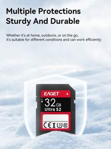 EAGET SD Card Memory Card High Speed 512GB 256GB 128GB 64GB 32GB, Class 10 UHS-I, 90MB/S, Supports HD Video Shooting, CET Certified, For Cameras & Digital Devices, Video Recording Card