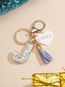 1 件创意 26 个字母钥匙扣，儿童背包配件，蝴蝶字母吊坠钥匙扣，适合女孩