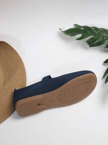 Fall/Winter Women's Embroidered Knitted Flat Casual Shoes, Lightweight Round Toe Wide Fit Comfort Breathable Sneakers, All Season - Royal Blue - View 11