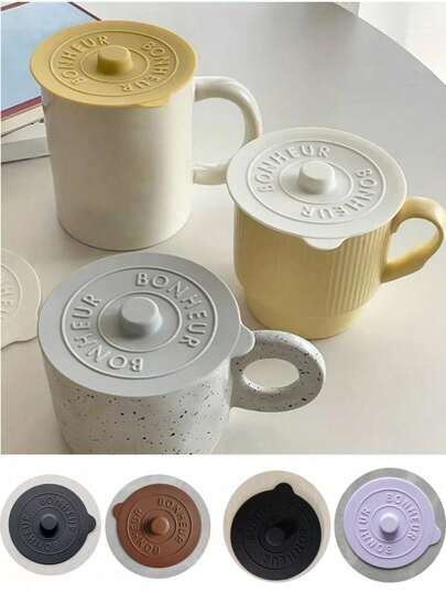 1 paquete de tapas de silicona para tazas - Tapas universales a prueba de polvo para tazas, tazas de té, vasos - Estilo nórdico gris, amarillo, negro, blanco y otros - Para uso en oficina y hogar - Regalo perfecto para familia, colegas, amigos - Ideal para Halloween, Navidad