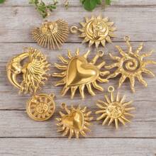 5pcs Stainless Steel Fashionable Hundred Sun Moon Heart Pendant DIY Necklace Earrings Jewelry Accessories Making Daily Wear Gifts