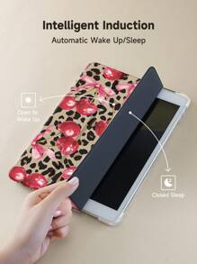 Ayotu Leopard Muster und Kirsche Hülle kompatibel mit Samsung Galaxy Tab/iPad, iPad 9./8./7. Generation 10,2 Zoll, neue iPad 10. Generation Hülle, mit Auto-Aufwach-/Schlaf-Funktion, Anti-Sturz-Schutz an den vier Ecken - Verschiedenfarbig - Übersicht 7