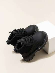 1 Pair New Girl Baby Boots, Children Small Yellow Boots, Toddler Shoes, Soft Bottom Boots, Kids Shoes, Ankle Boots - Black - View 8