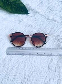 New Style Women Summer Round Metal Sunglasses - Brown - View 3