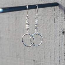 Boho Vintage Hammered Round Beaded Women Pendant Earrings, Simple Jewelry For Daily, Party, Gift, Memento