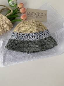 1 件女士手工编织镂空草帽，夏季防晒海滩度假遮阳帽，透气渔夫帽，修饰脸型 - 草編漁夫帽 - 查看 18