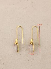 1 paire de boucles d'oreilles dormeuses de mode avec pierre de l'œil de chat incrusté, options multicolores, boucles d'oreilles métal à goutte d'eau de mode personnalisées pour femmes
