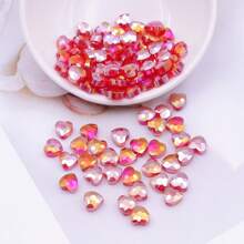 24pcs 8mm Iridescent Glass Crystal Heart-Shaped Beads, Faceted Heart Loose Beads For Necklace, Bracelet, DIY Jewelry Craft, Clothing And Gift Accessory